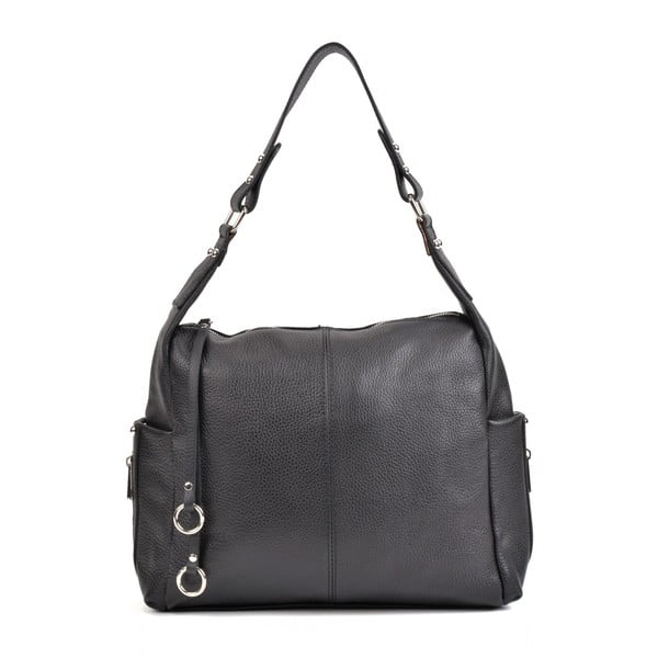 Černá kožená kabelka Mangotti Bags Claudia
