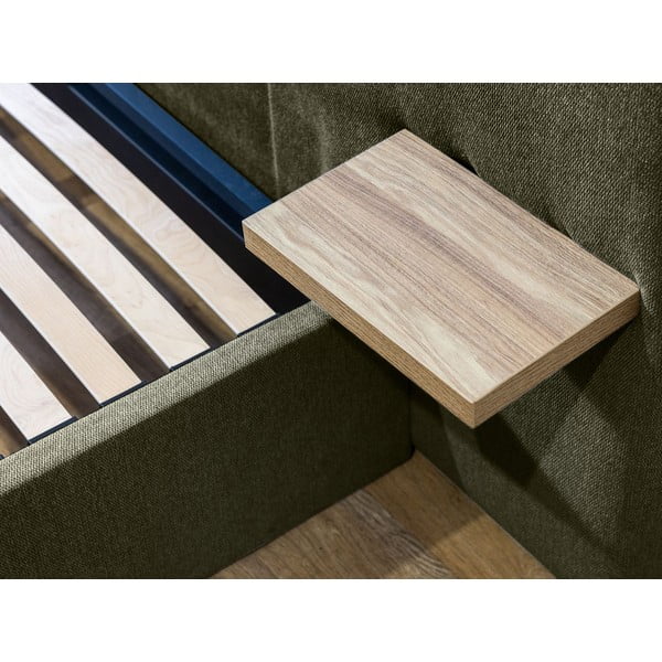 Tmavě zelená čalouněná dvoulůžková postel s úložným prostorem s roštem 160x200 cm Blandine – Bobochic Paris-image-4