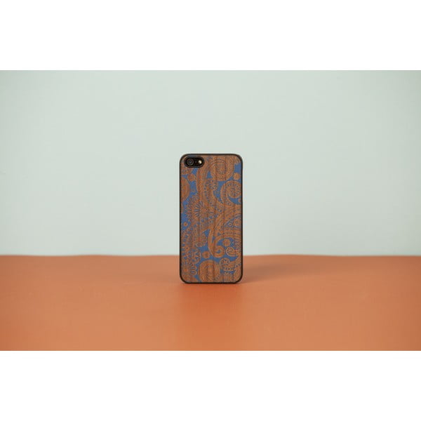 Dřevěný obal na iPhone 4 Damasked, blue