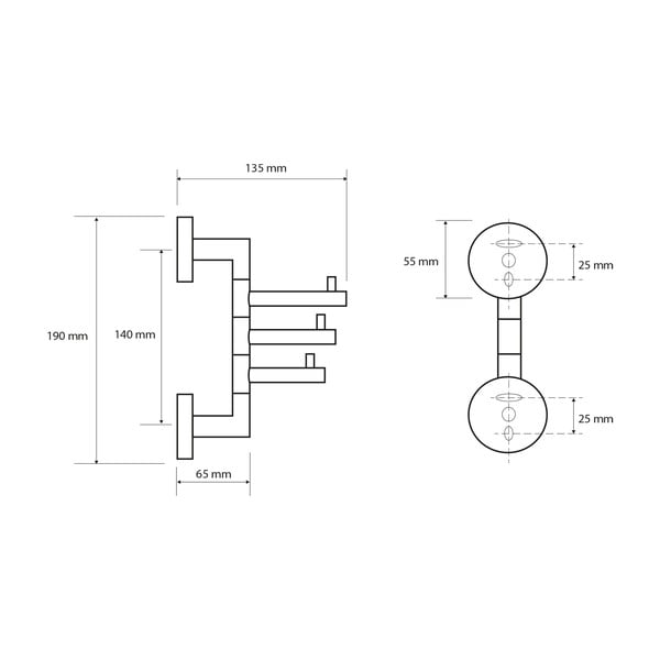 Nástěnný mosazný držák na ručníky v leskle stříbrné barvě X-Round – Sapho-image-2