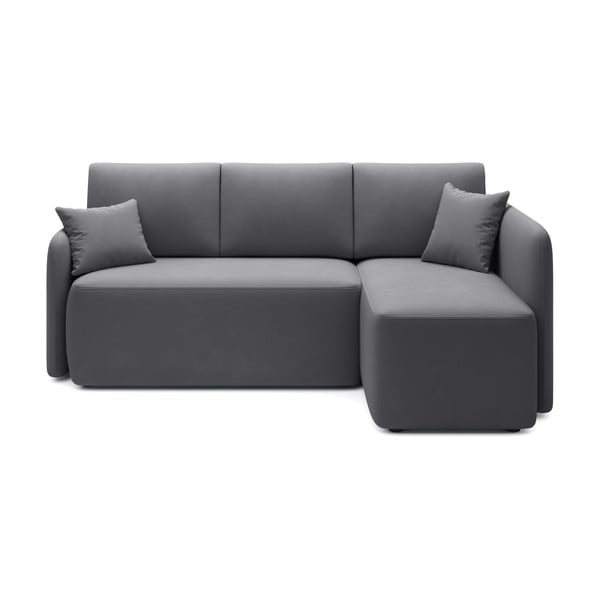 Taupe sametová rozkládací/s úložným prostorem rohová pohovka (pravý roh/s lenoškou) Hadson – ELTAP