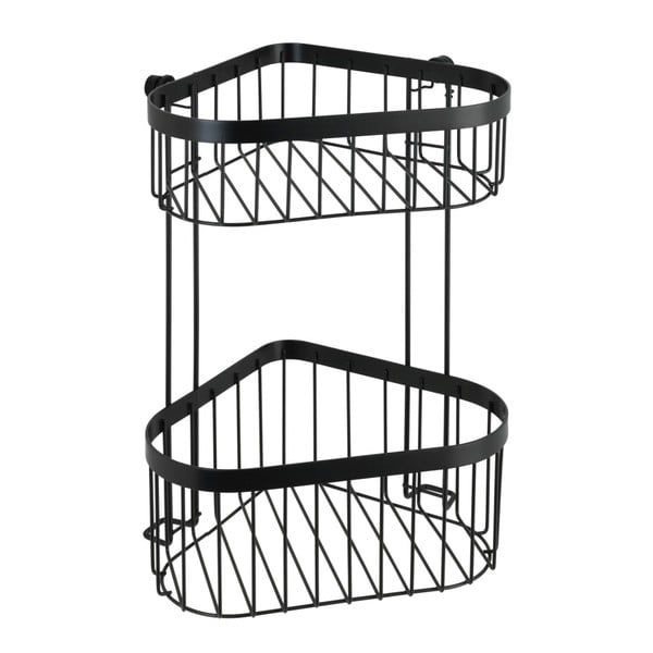 Černý nástěnný dvoupatrový rohový košík Wenko Classic Plus-image-2