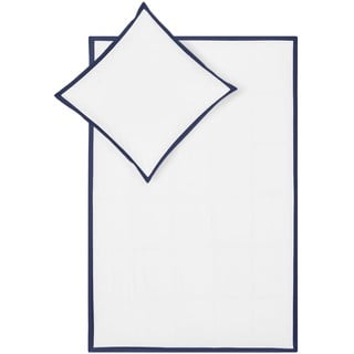 Bílo-modré povlečení na jednolůžko z bavlněného perkálu Westwing Collection Joanna, 135 x 200 cm