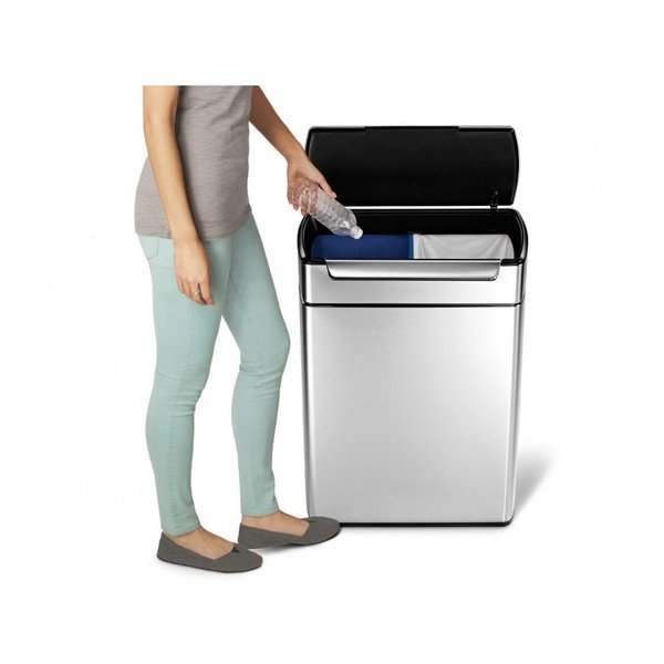 Ocelový odpadkový koš na tříděný odpad 48 l Dual - simplehuman-image-3