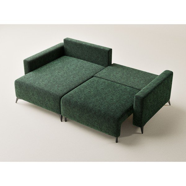 Tmavě zelená žinylková rozkládací/s úložným prostorem rohová pohovka (levý roh/s lenoškou) Leon – Maison de Rêve-image-3