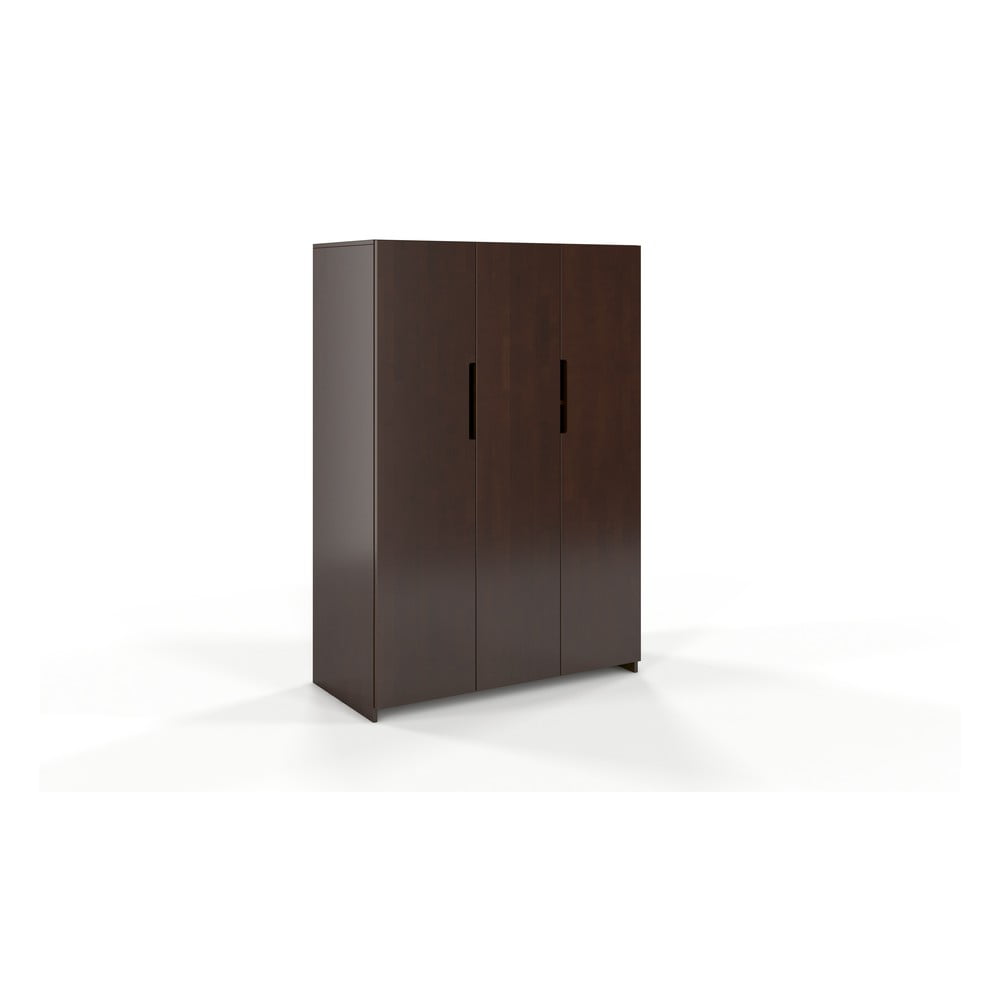 Tmavě hnědá šatní skříň z bukového dřeva 128x180 cm Bergman - Skandica