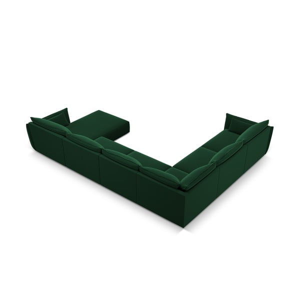 Tmavě zelená sametová rohová pohovka (levý roh/do "U") Vanda – Mazzini Sofas-image-3