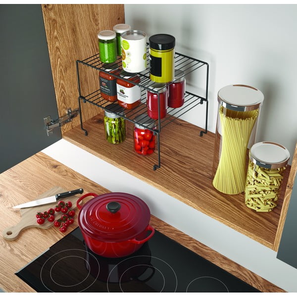 Sada 2 černých přídavných polic do kuchyně Metaltex Brooklyn Lava-image-3