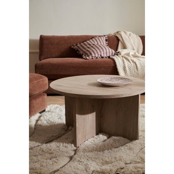 Kulatý konferenční stolek z MDF ve světle přírodní barvě ø 85 cm Poppy – Ellos Home-image-1