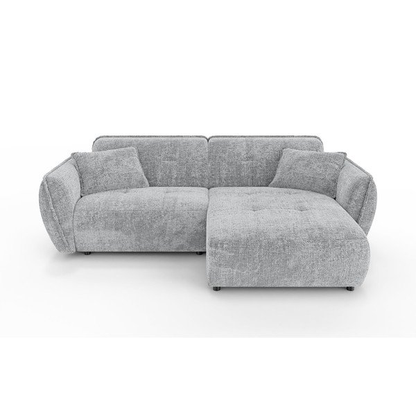 Světle šedá žinylková rohová pohovka (pravý roh/s lenoškou) Nelia – Ropez