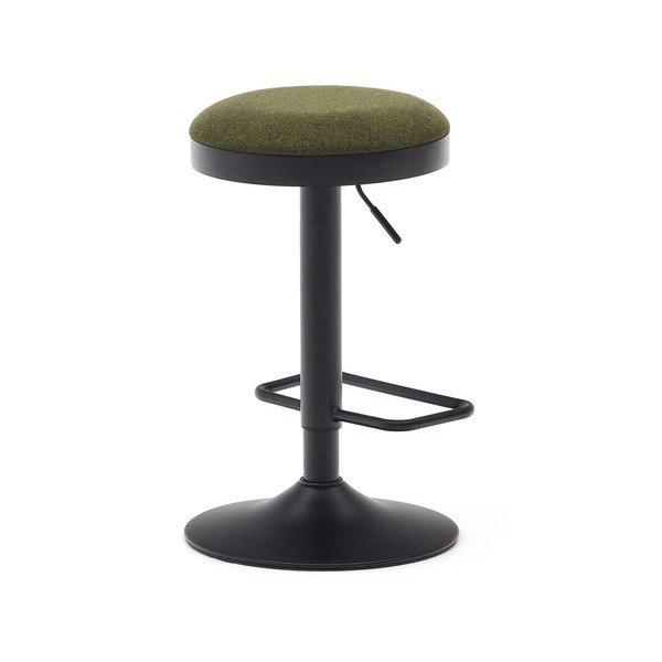 Tmavě zelené čalouněné barové stoličky v sadě 2 ks s nastavitelnou výškou (výška sedáku 53,5 cm) Zaib – Kave Home-image-4