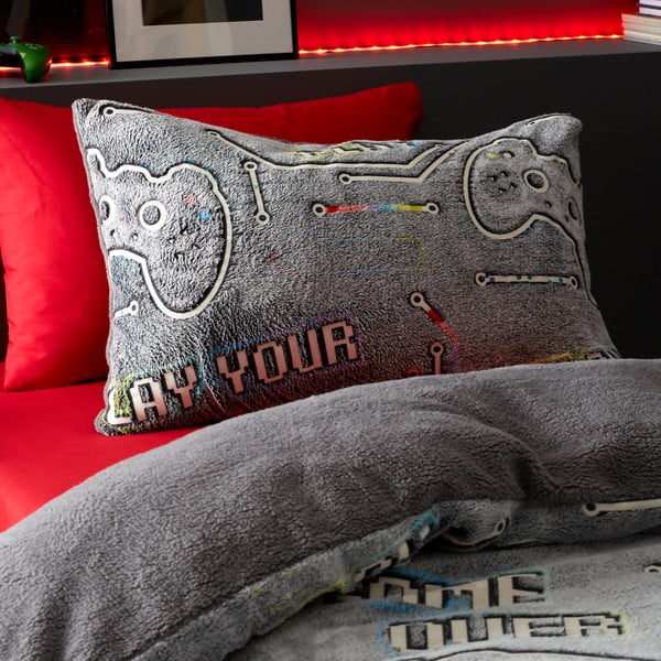 Dětské povlečení se svítícím efektem na jednolůžko z mikroplyše 135x200 cm Game Over – Catherine Lansfield-image-1