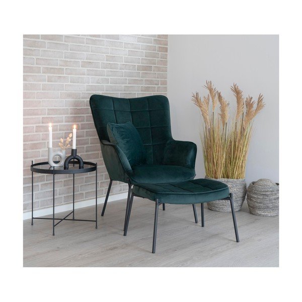 Zelené sametové křeslo Glasgow – Bonami Essentials-image-1