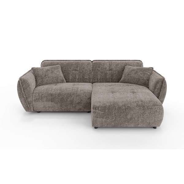 Taupe žinylková rohová pohovka (pravý roh/s lenoškou) Nelia – Ropez