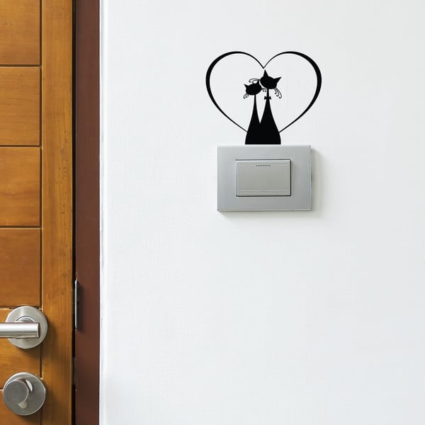 Černá samolepka na vypínač Ambiance Cat Couple-image-1