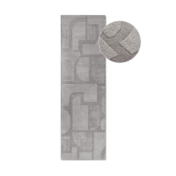 Šedý ručně tkaný vlněný běhoun 80x250 cm Alexis – Villeroy&Boch