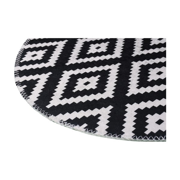 Černo-bílý pratelný kulatý koberec ø 120 cm – Vitaus-image-2