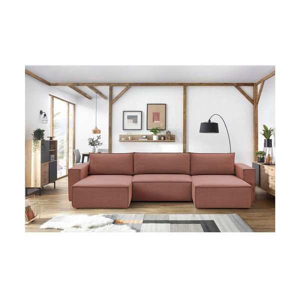 Růžová rohová pohovka do "U" Nihad – Bobochic Paris-image-1