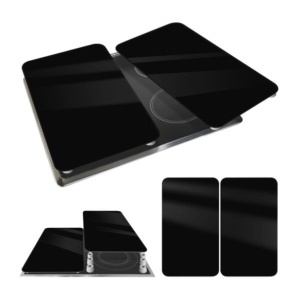 Kryty na sporák v sadě 2 ks z tvrzeného skla 30x52 cm Universal – Wenko-image-2