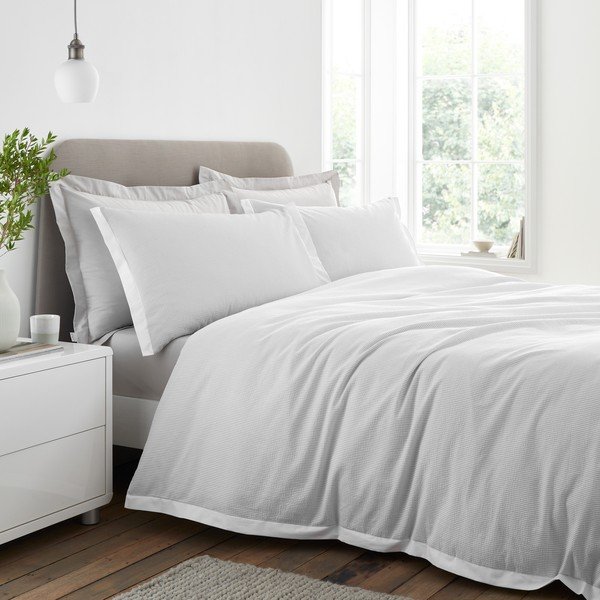 Světle šedé 3dílné povlečení na dvoulůžko z bavlněného perkálu 200x200 cm Seersucker Woven Stripe – Bianca-image-1