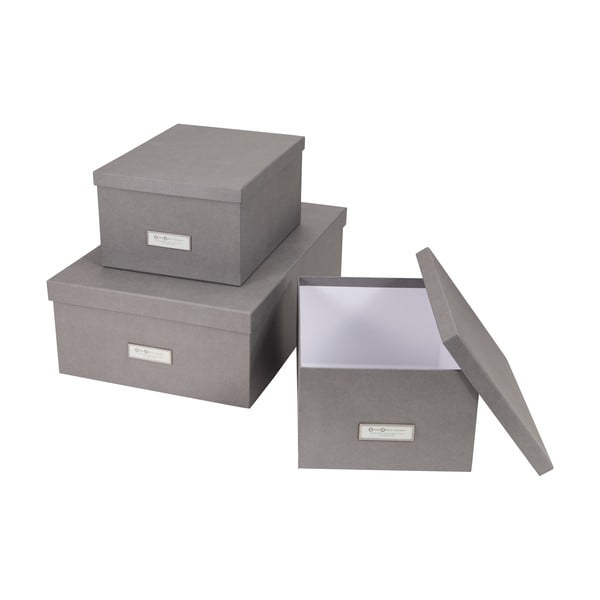 Sada 3 šedých úložných krabic Bigso Box of Sweden Inge-image-2