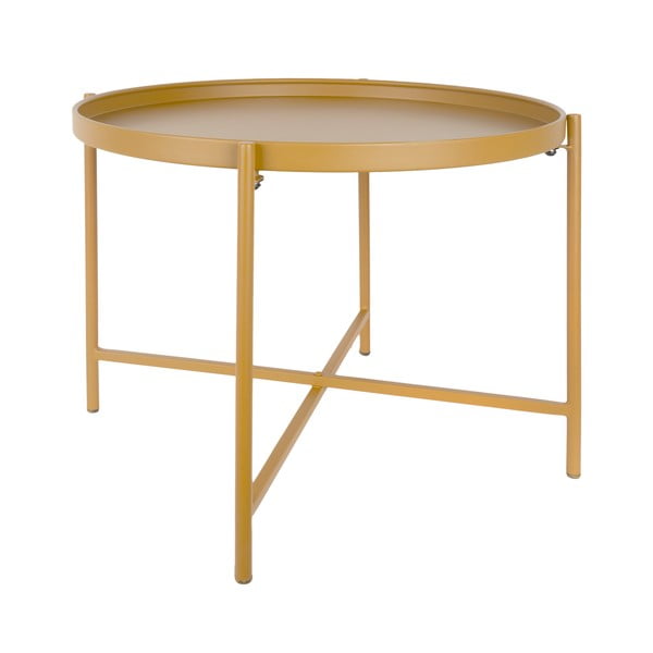 Okrově žlutý kovový kulatý konferenční stolek ø 50 cm Meseta  – Leitmotiv