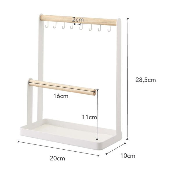 Bílý multifunkční stojánek s detailem z bukového dřeva YAMAZAKI Tosca-image-3
