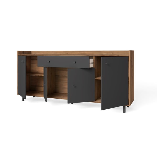 Šedá nízká komoda v dekoru ořechu 180x84 cm Malta - Marckeric-image-3