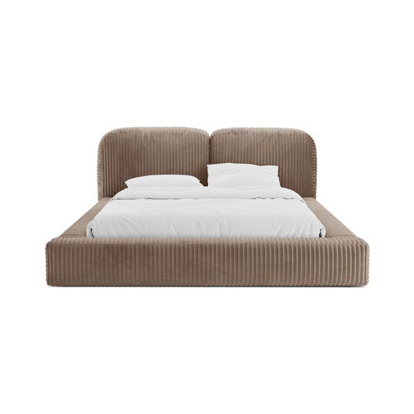Hnědá čalouněná dvoulůžková postel s úložným prostorem s roštem 200x200 cm Martina – Micadoni -image-4