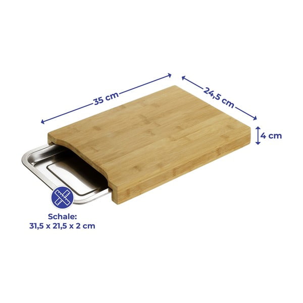 Bambusové prkénko s nerezovým tácem 24.5x35 cm – Maximex-image-2