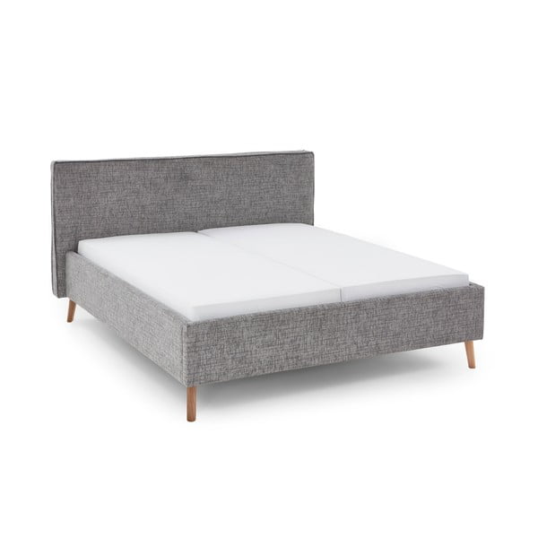 Šedá čalouněná dvoulůžková postel s úložným prostorem s roštem 180x200 cm Riva – Meise Möbel