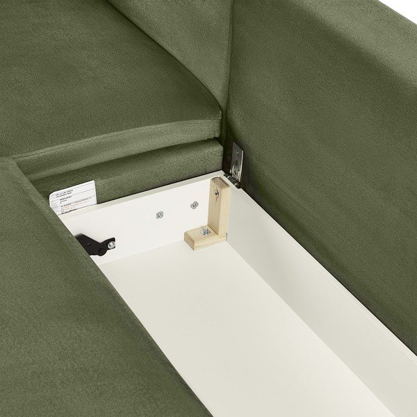 Zelená rozkládací sametová rohová pohovka Bonami Selection Fira, levý roh-image-1