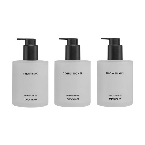 Bílé nástěnné skleněné dávkovače mýdla v sadě 3 ks 350 ml Kirei – Blomus-image-3