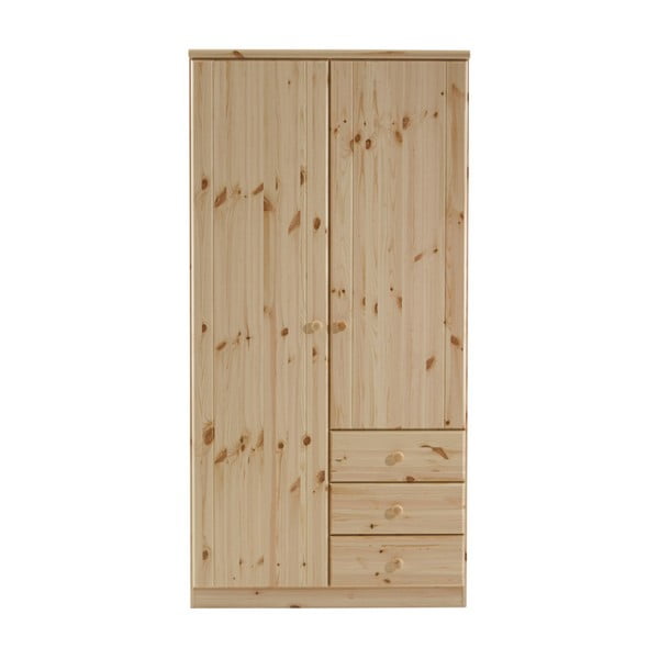 Hnědá šatní skříň z borovicového dřeva Steens Ribe, 202 x 100,8 cm