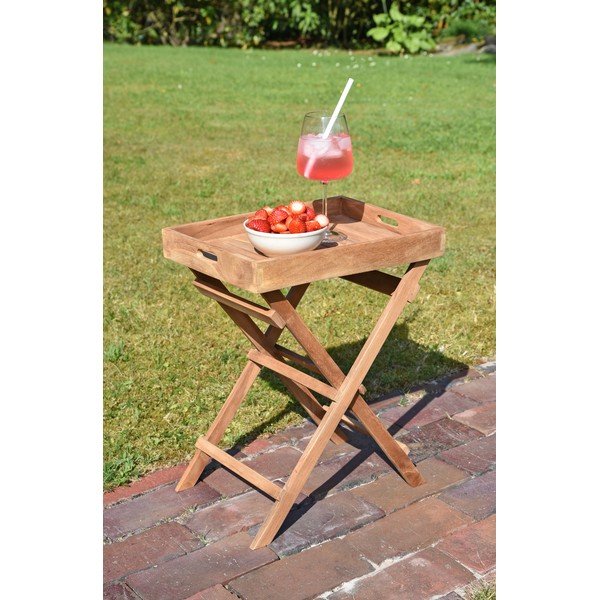 Zahradní odkládací stolek z teakového dřeva 29x39 cm Bacan – Garden Pleasure-image-1