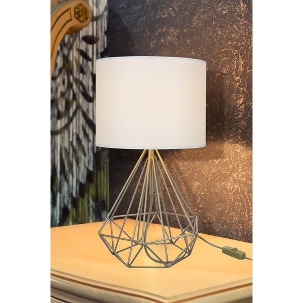 Stolní lampa s textilním stínidlem v krémovo-zlaté barvě (výška 46,5 cm) Pena – Squid Lighting-image-1