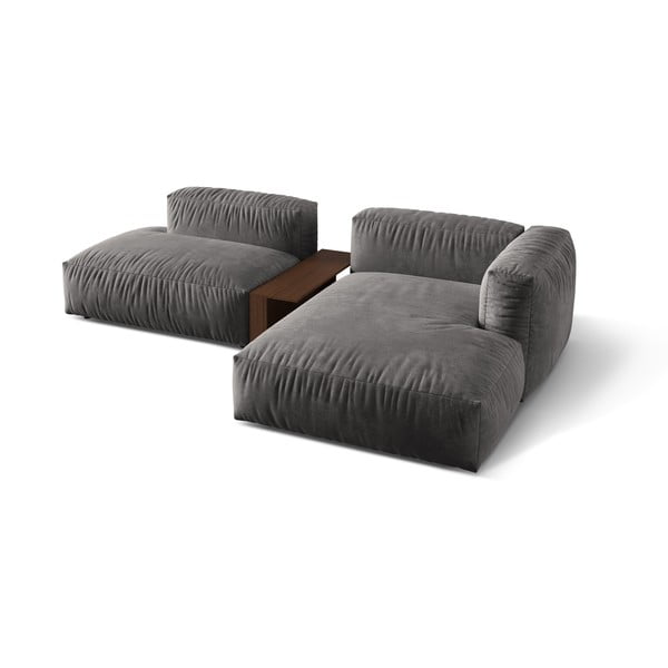 Šedá sametová modulární rohová pohovka (pravý roh/s lenoškou) Martina – Micadoni -image-2