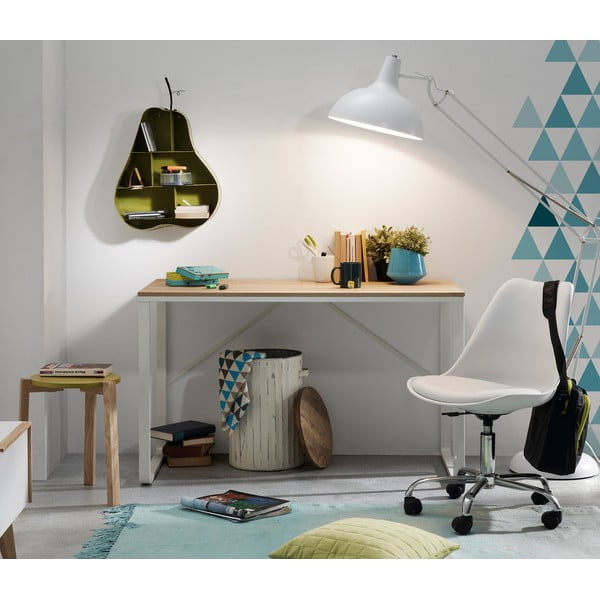 Bílý psací stůl s deskou v dřevěném dekoru Kave Home Lisbet-image-2