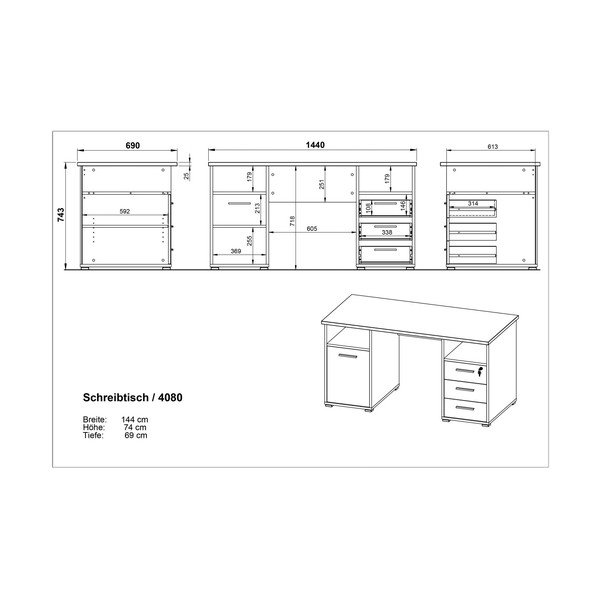 Pracovní stůl v dekoru dubového dřeva Germania Desk-image-4