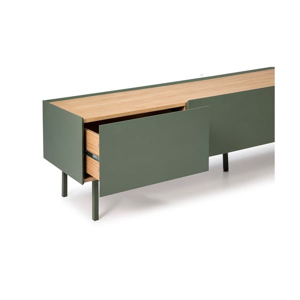 TV stolek v dekoru dubu v zeleno-přírodní barvě 180x45 cm Arista – Teulat-image-4
