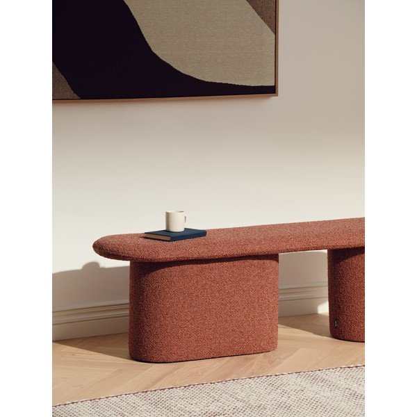Polstrovaná lavice z textilie bouclé v cihlové barvě Rull – noo.ma-image-3
