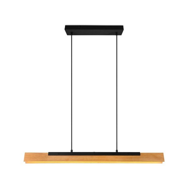 Matně černé LED závěsné svítidlo s dřevěným stínidlem Kerala – Trio