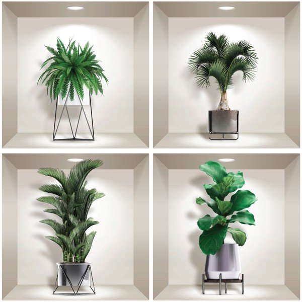Sada 4 3D samolepek na zeď Ambiance Indoor Plants-image-1
