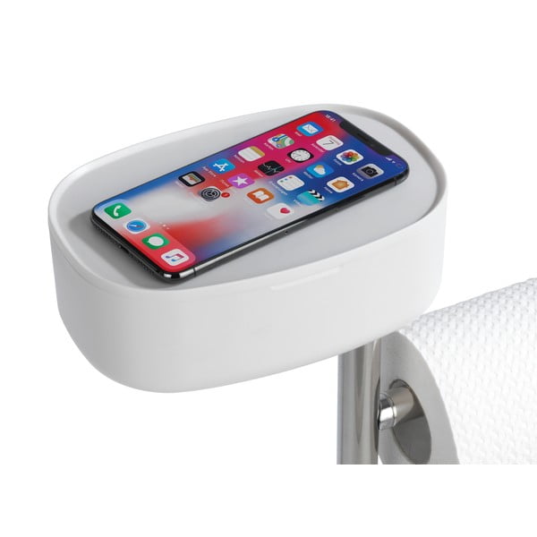 Stojan na toaletní papír se štětkou z nerezové oceli v bílo-stříbrné barvě Rivazza – Wenko-image-2