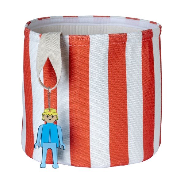 Červený látkový dětský koš na hračky ø 30x28 cm Stripes – Playmobil-image-2