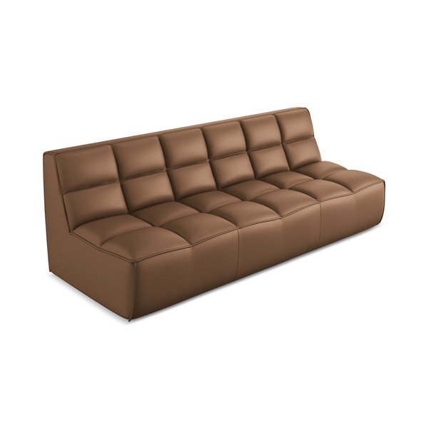 Hnědý modul pohovky z imitace kůže Kalai – Makamii-image-2