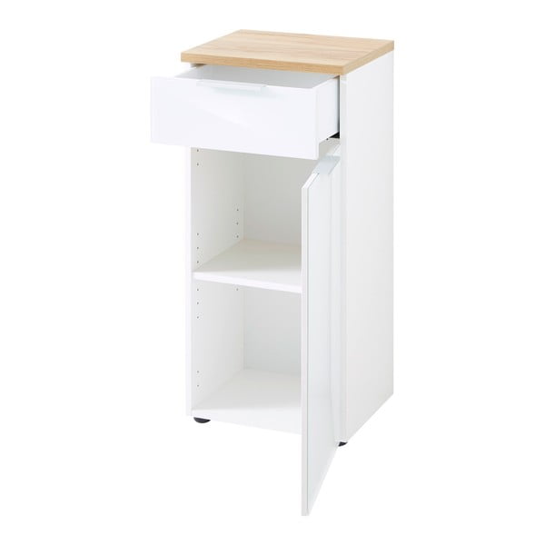 Bílá přírodní nízká koupelnová skříňka v dekoru dubu 39x86 cm Pescara – Germania-image-2