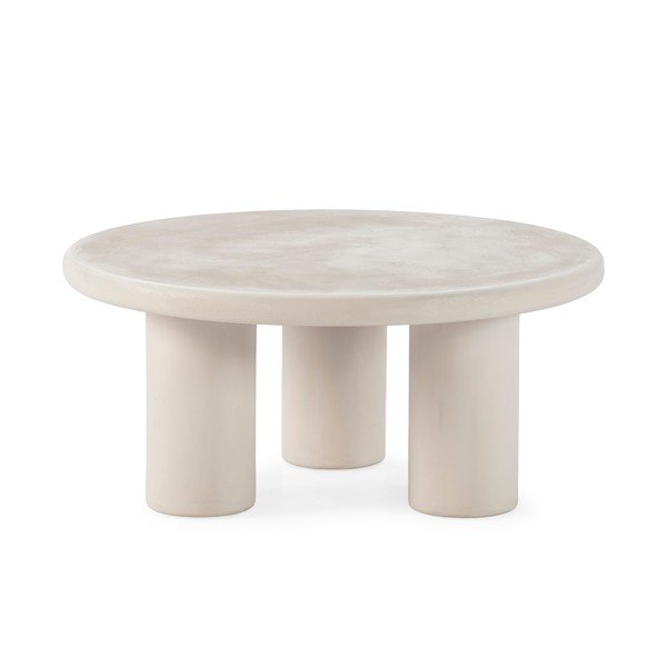 Krémový kulatý konferenční stolek v dekoru kamene ø 80 cm Iriel – MOME
