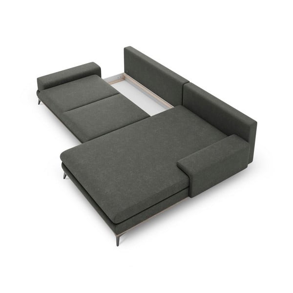 Tmavě šedá rozkládací rohová pohovka Windsor & Co Sofas Planet, pravý roh-image-3
