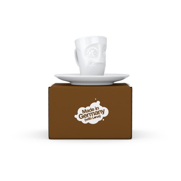 Bílý zklamaný porcelánový šálek na espresso s podšálkem 58products, objem 80 ml-image-1